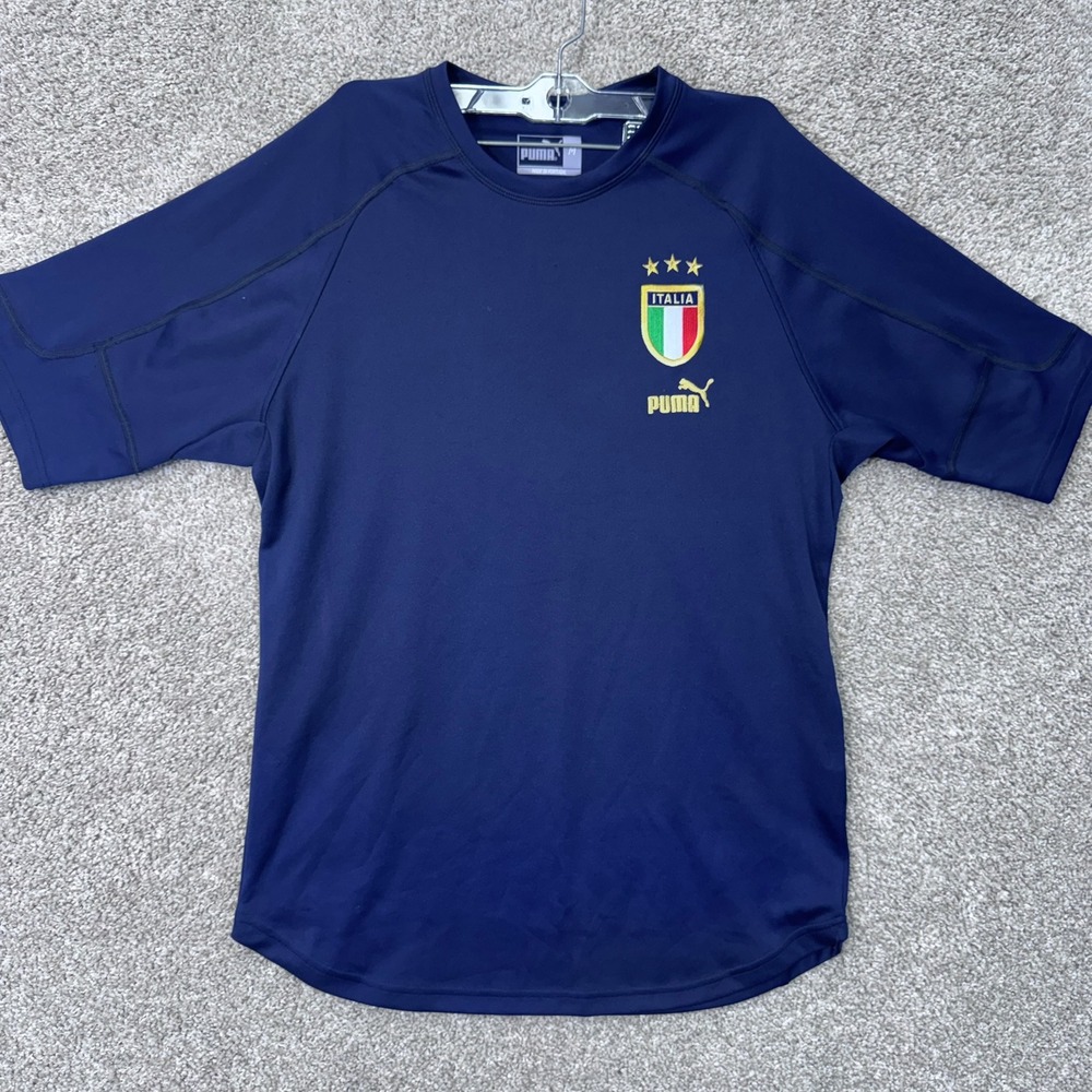 Italy Puma T-Shirt Mens M Navy Blue FIGC Soccer 731182 EUC